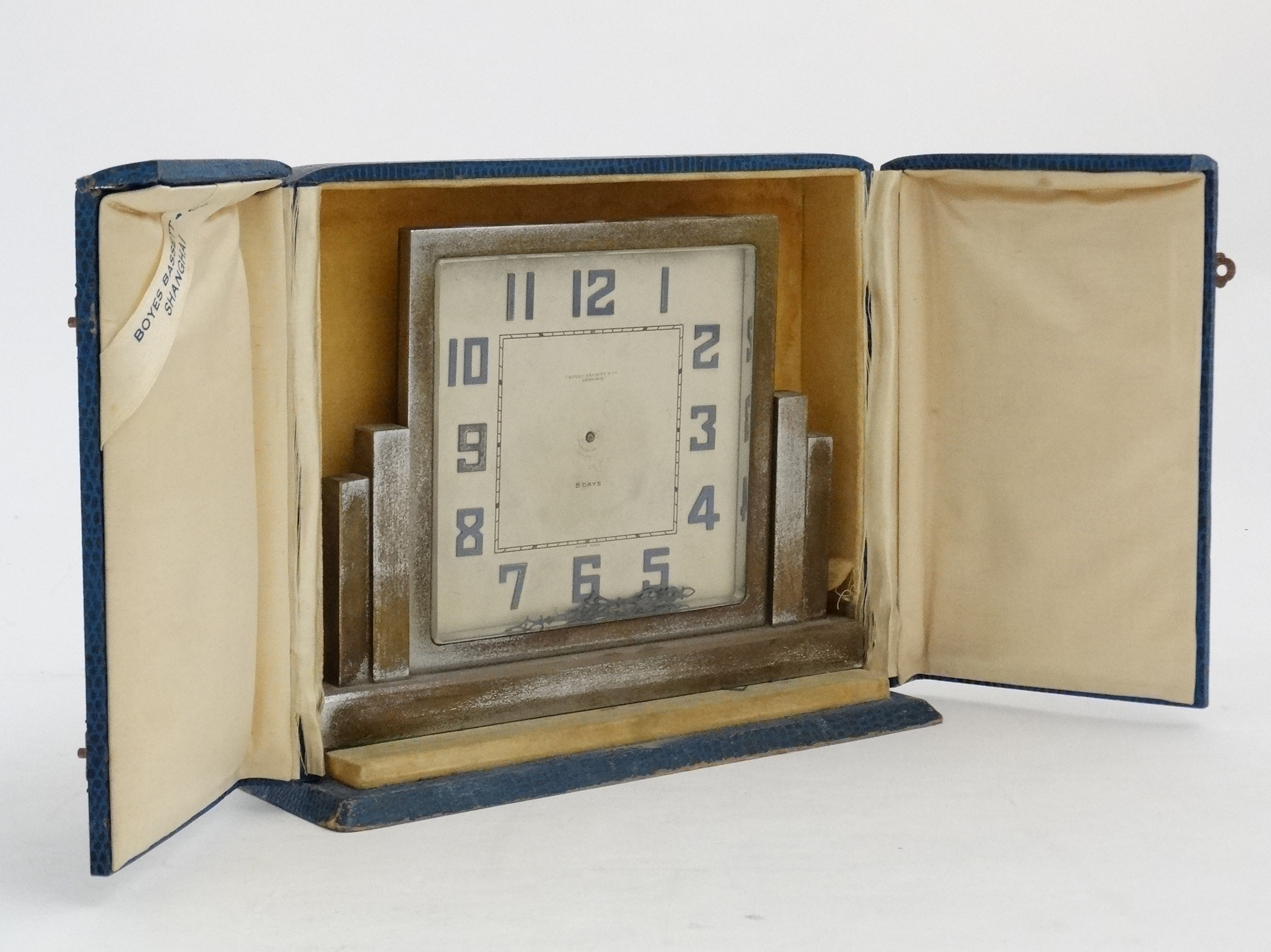 Art Deco : ' Boyles , Bassett & Co, Shanghai ' a silverplate 8 day Clock , - Image 10 of 10