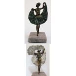 A 21st novelty risque cold painted bronze of a figure with dress hinging up.