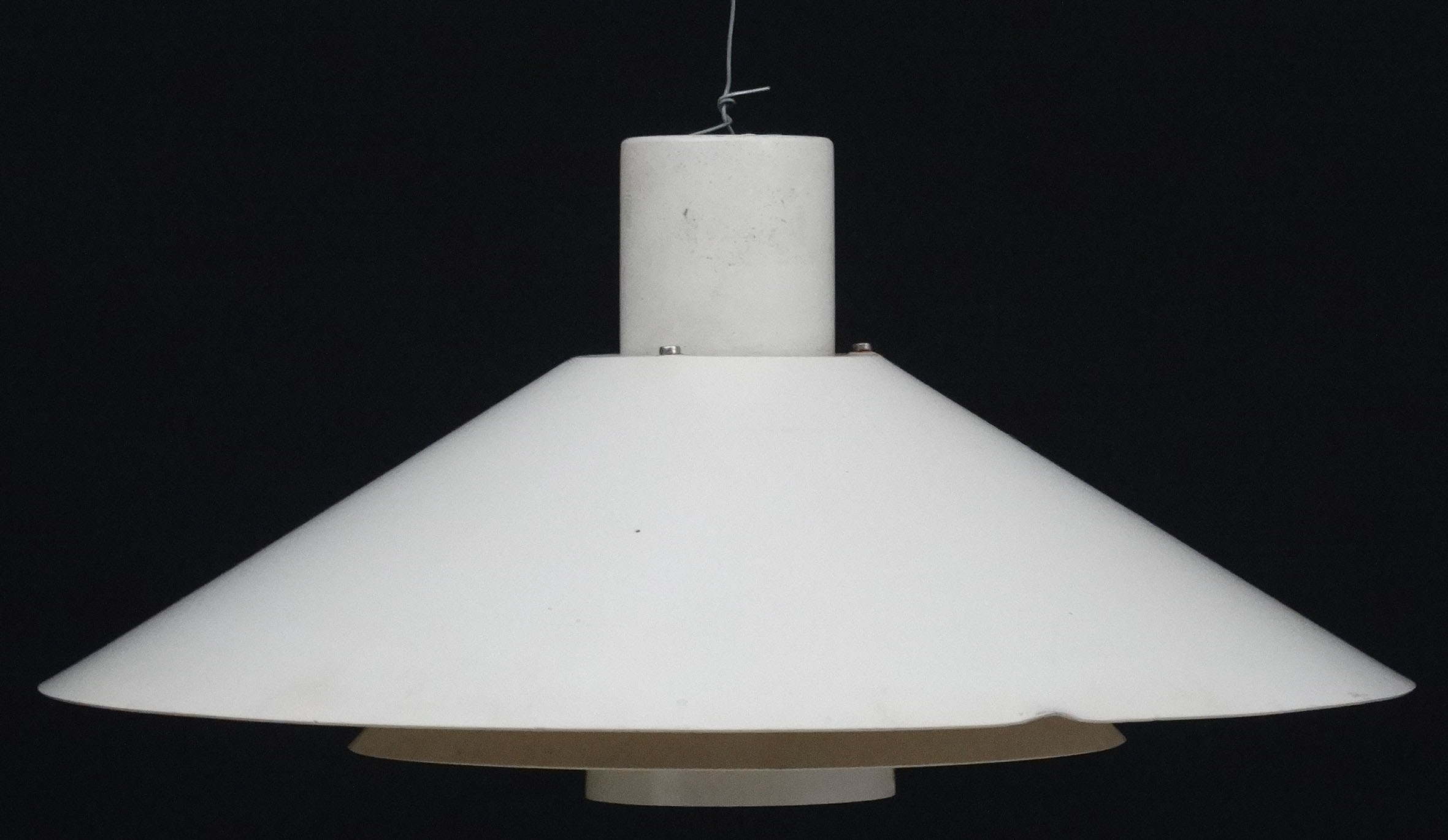 Vintage Retro : A Danish pendant light , with red under and cream livery , - Image 2 of 4