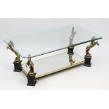 Mid Century : Maison Charles coffee table with rearing horse on square socles supports to the