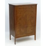 Vintage Retro : Vanson ( labelled ) an Aformosia tall 5 chest of graduated form standing on shaped