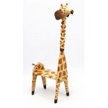 Toy: An unusual hand painted Child's lamp and reading stool in the form of a giraffe ,