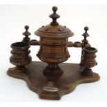 A late 19thC beech Smokers Compendium with walnut stained finish 11" wide x 8" high
