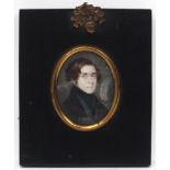 Indistinctly Signed XIX Continental School, Miniature on ivory oval, 'Alfred Gast ' ?,
