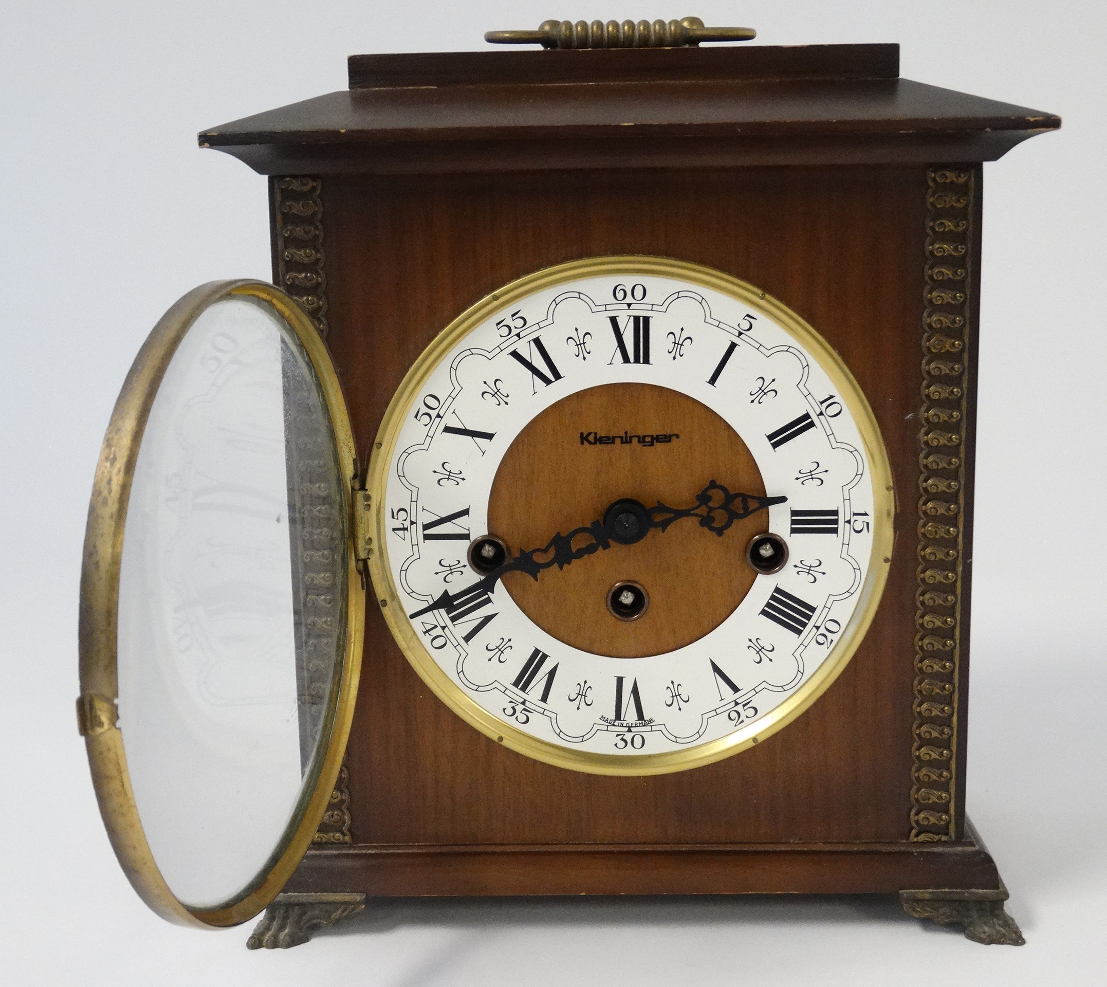 Klehinger 3 Train Bracket Clock : a German 20thC walnut cased Bracket Clock with 3 train movement - Image 10 of 11