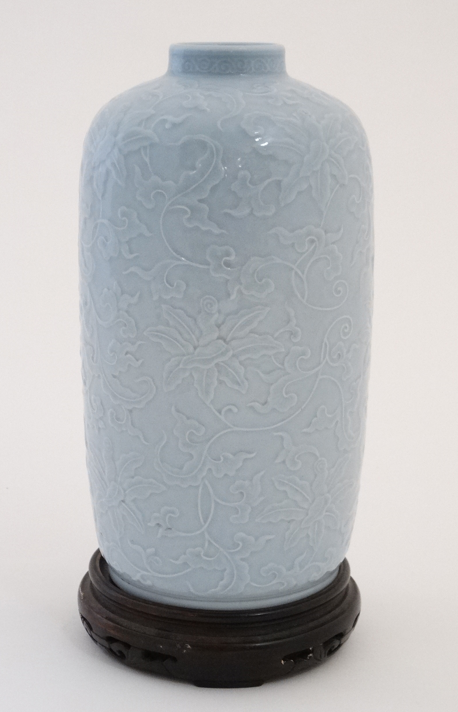 A Chinese Clair-De-Lune vase, having scrolling lotus decoration ,