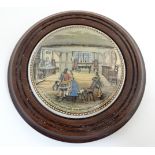 A 19thC Prattware pot lid ''The Room in which Shakspeare was born, 1564,