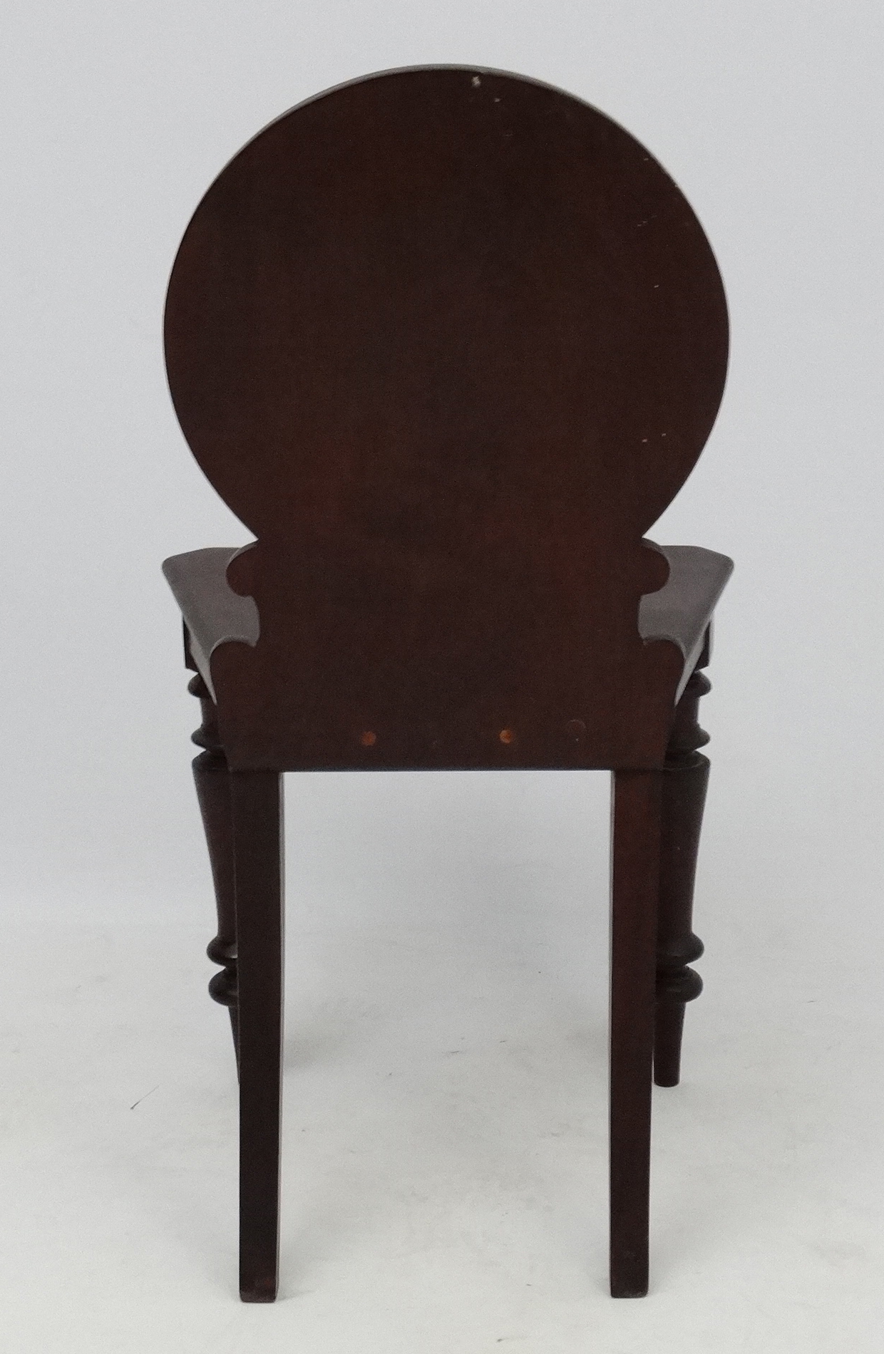 A Victorian plum coloured mahogany hall chair 33 1/2" high CONDITION: Please Note - - Image 3 of 5