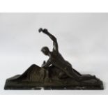 J Duquet circa 1945, A patinated political bronze sculpture,