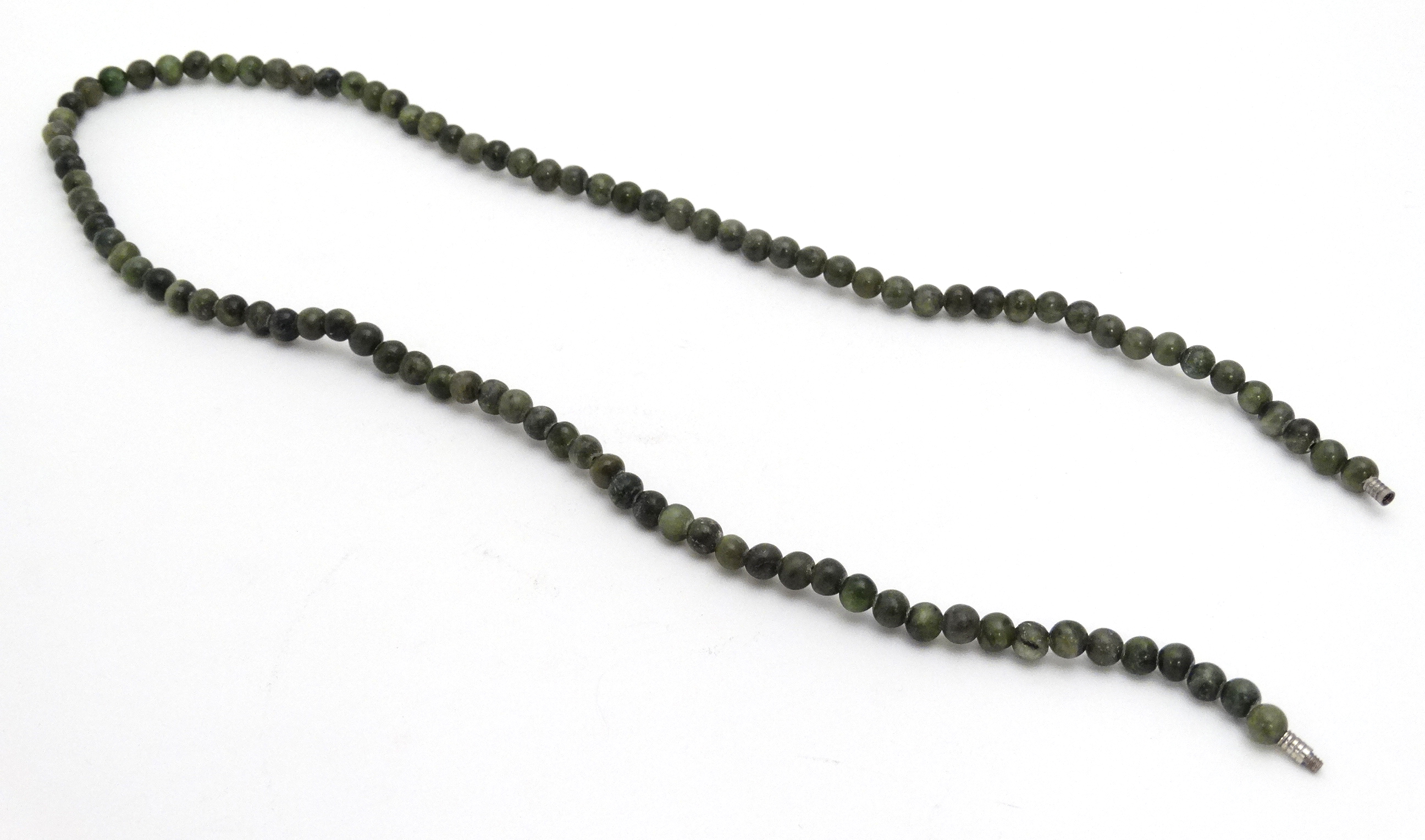 A green hard stone bead necklace approx 30" long CONDITION: Please Note - we do - Image 2 of 4