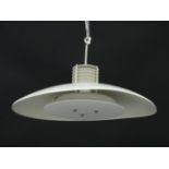 Vintage Retro : a Swedish pendant ' Bue Light ' ( labelled ) with white livery and 6 ring top,