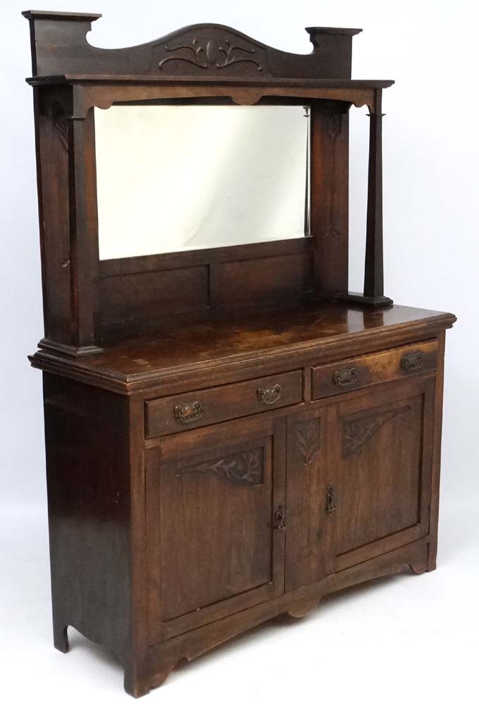 Arts & Crafts : a circa 1900 Dresser of oak , mirror back, - Image 7 of 8