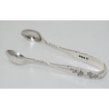 Silver sugar tongs with engraved and twist decoration hallmarked Sheffield 1893 maker James Deakin