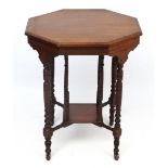 A late 19thC walnut occasional table with octagonal top and two tiers 23 1/2" diameter x 28" high