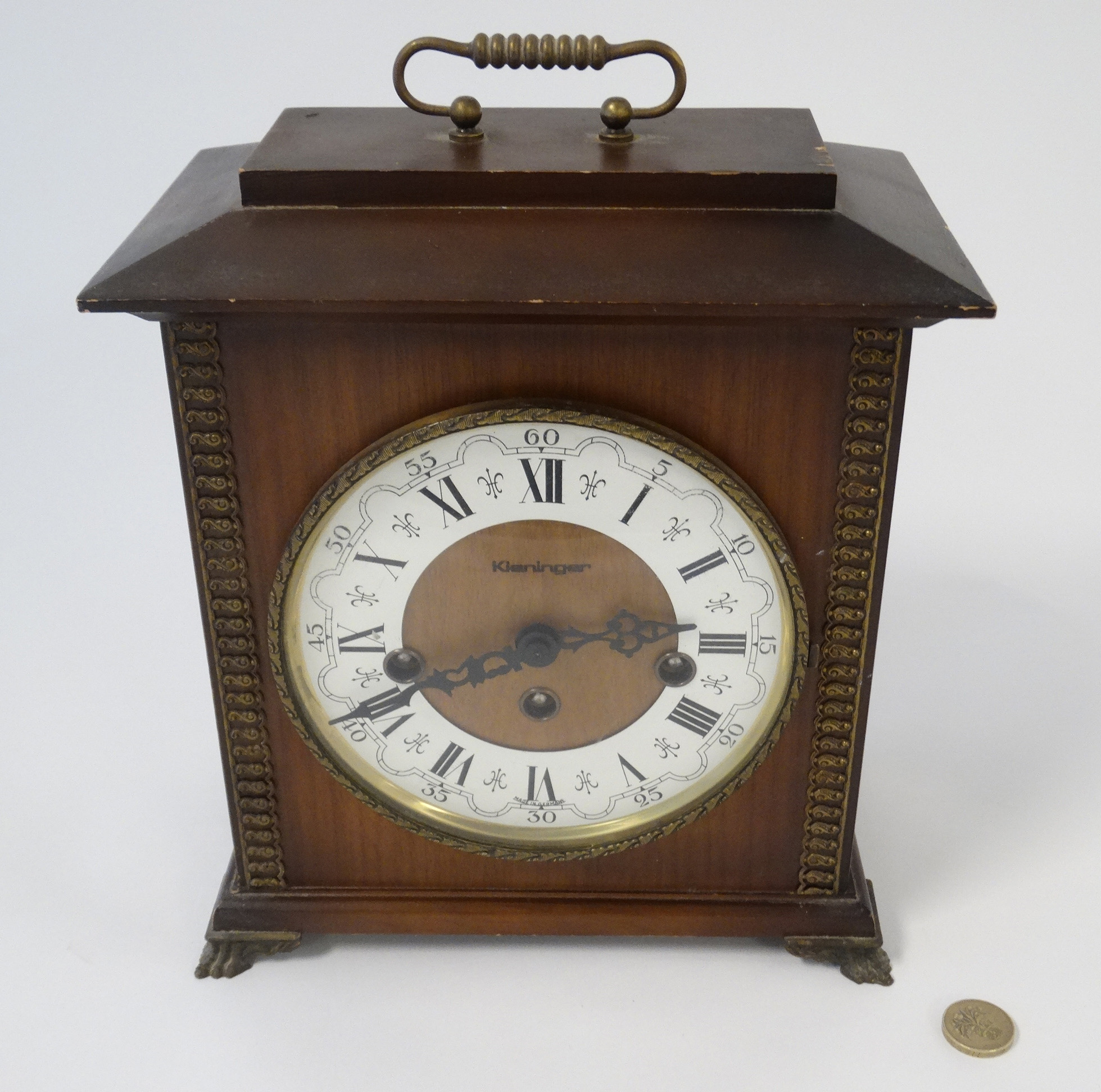 Klehinger 3 Train Bracket Clock : a German 20thC walnut cased Bracket Clock with 3 train movement - Image 3 of 11