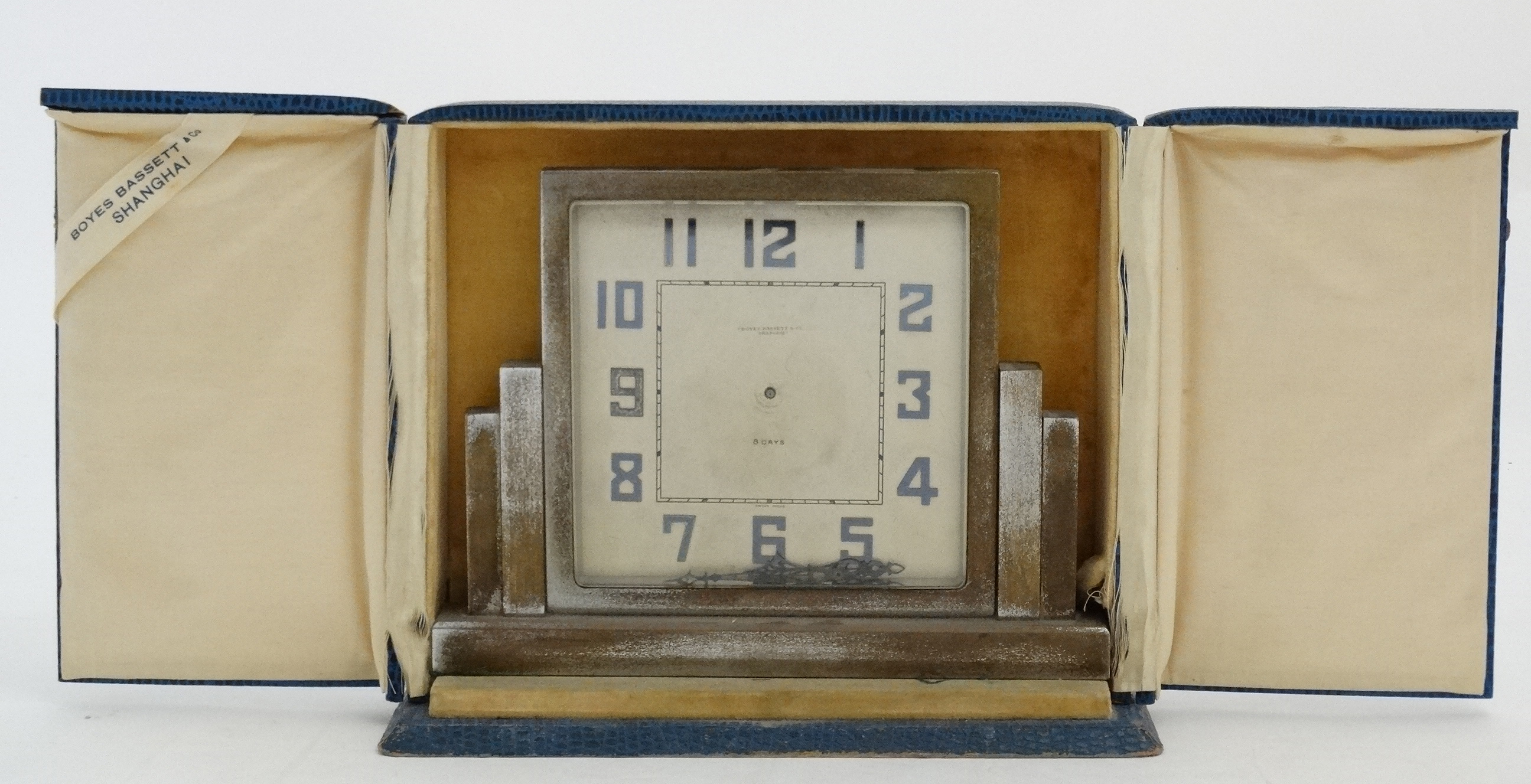 Art Deco : ' Boyles , Bassett & Co, Shanghai ' a silverplate 8 day Clock , - Image 2 of 10