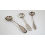 3 various silver salt spoons: A Geo III Old English pattern salt spoon hallmarked London 1805 maker