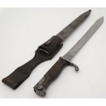 Militaria : A WWI Imperial German 98/05 pattern 'Butcher blade' Seitengewehr Bayonet ,