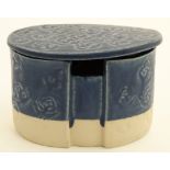Scandinavian Pottery: An unusual c1970s Gun Tange studio pottery container and lid,