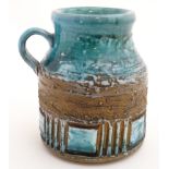 Scandinavian Pottery: A c1960s Tilgman Keramik, Made in Sweden loop handled vase,