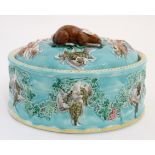 A Wedgwood majolica game pie dish moulded with garlands to body,