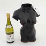 A Helen Warrick stoneware body , titled ' Marianne ' with Chromium mixed glaze in black ,