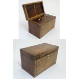 A late 18thC Sheraton shell inlaid and cross banded mahogany tea caddy opening to reveal two lidded