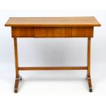 A c.1900 Cherry wood side table with ebony line inlay and frieze drawer.