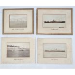 A collection of 4 black and white / Sepia photographic prints of Steamships to include the Prinz