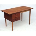 Vintage Retro : A Danish Pedestal Teak Desk with single left hand three drawer pedestal stood