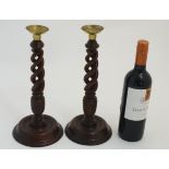 A pair of 21stC three sectional open twist candlesticks 12" high CONDITION: Please