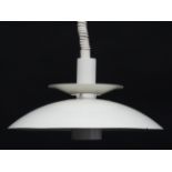 Vintage Retro: A Danish pendant Rise and Fall light , with white livery ,