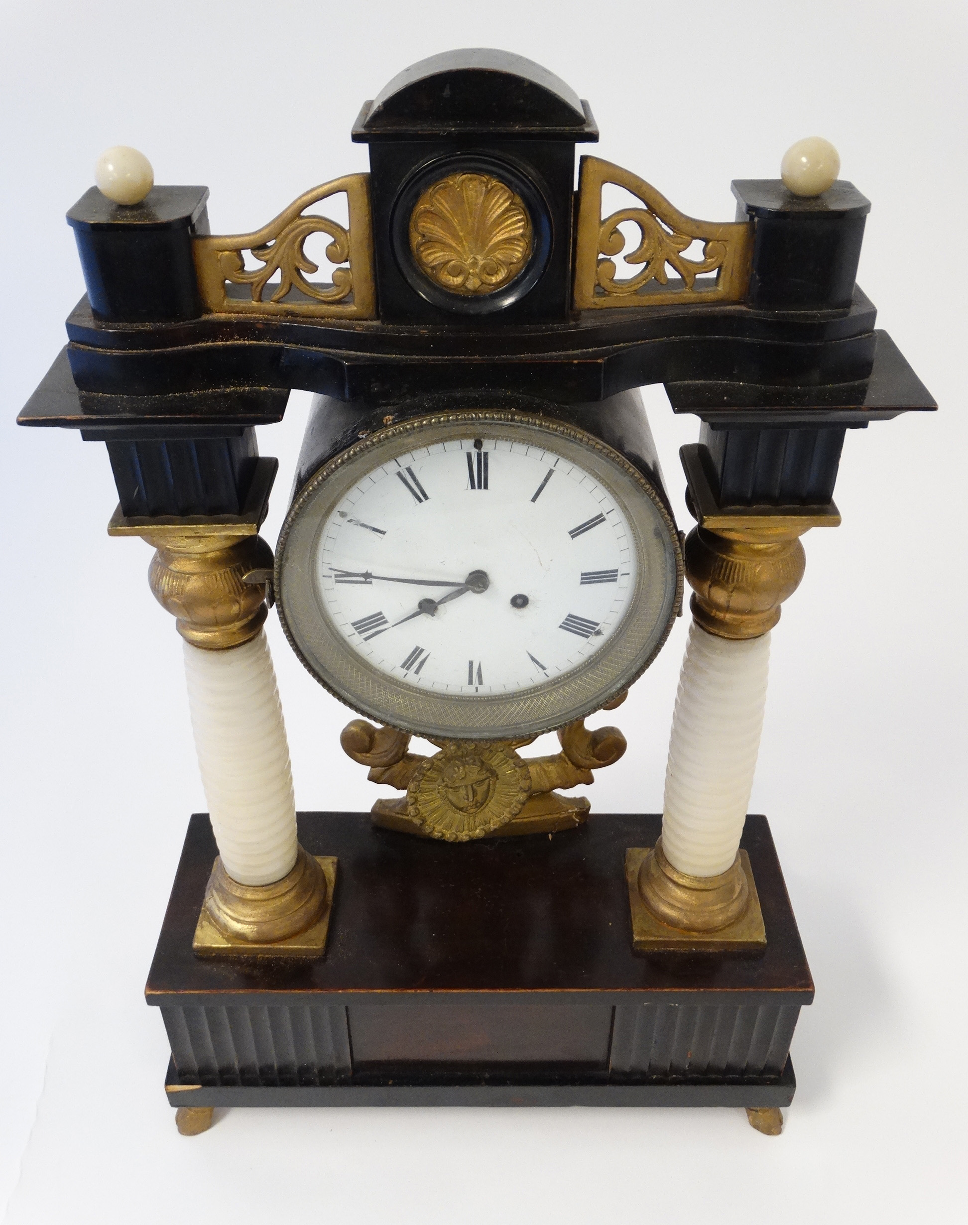 A Musical Movement Hungarian? Portico Clock : a clockwork key wind musical movement to base ( - Image 6 of 12