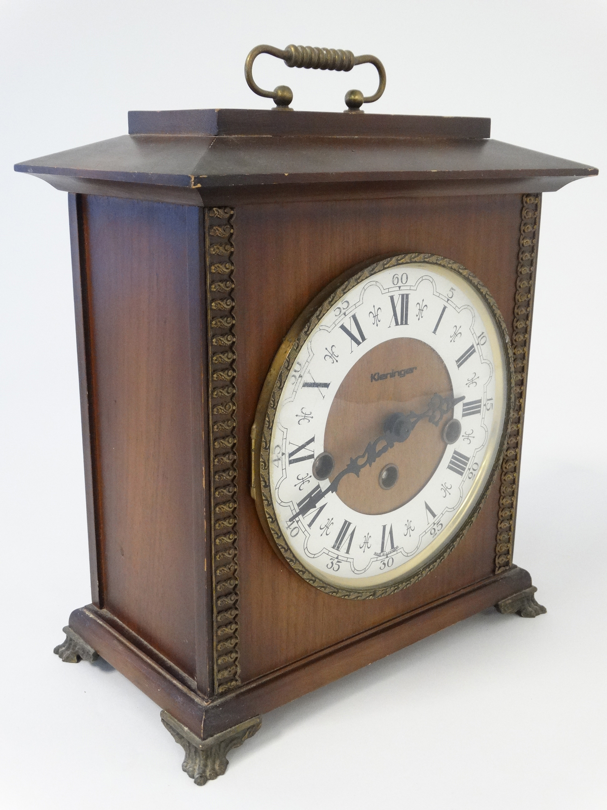 Klehinger 3 Train Bracket Clock : a German 20thC walnut cased Bracket Clock with 3 train movement - Image 4 of 11