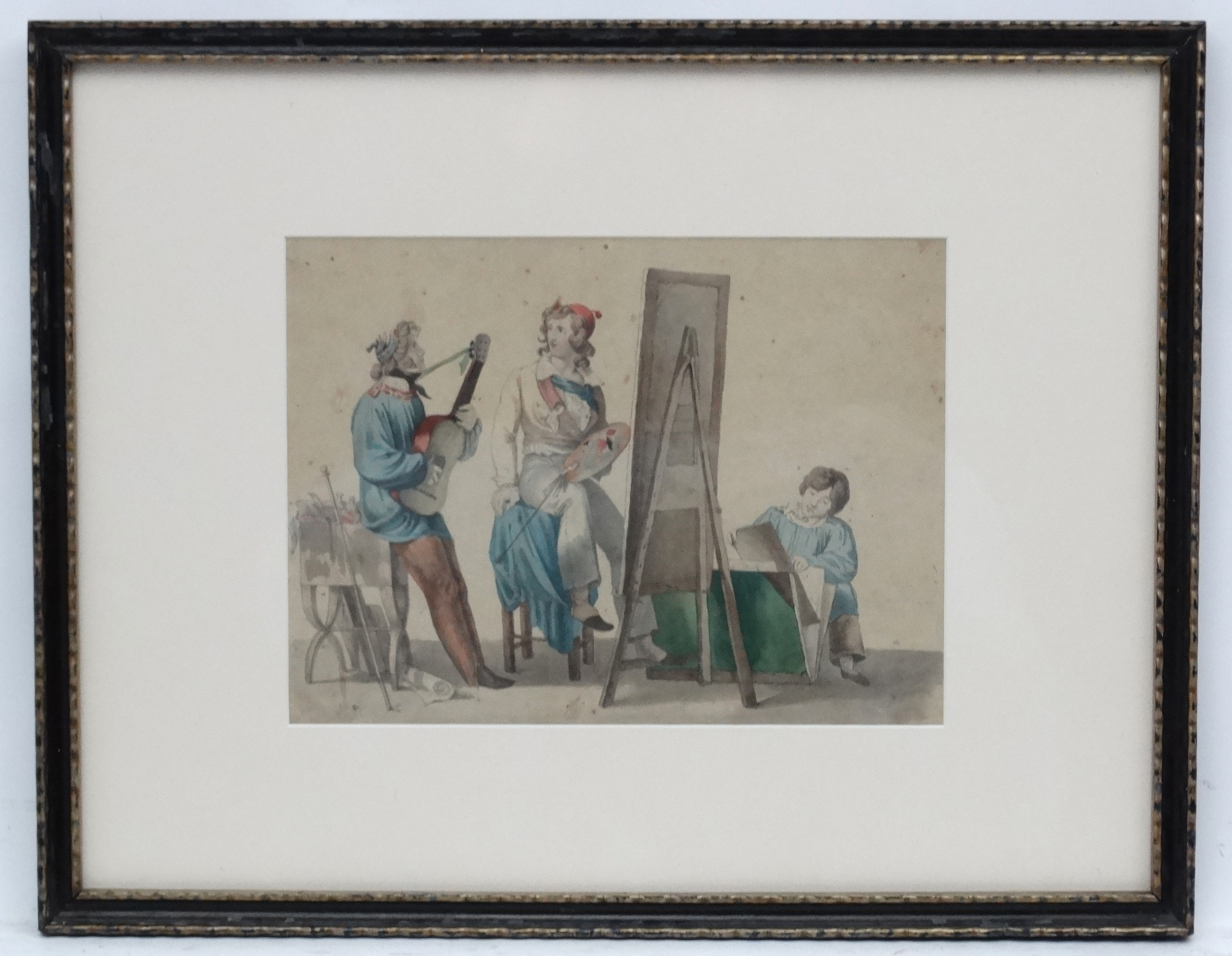 Indistinctly Signed Early XIX Continental School, Watercolour, The Arts , an Artist ,