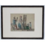 Indistinctly Signed Early XIX Continental School, Watercolour, The Arts , an Artist ,
