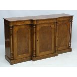 A Victorian inlaid walnut break front side cabinet / credenza.