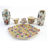 A 1930s Royal Winton Chintz 'Sweet Pea' pattern , part breakfast set, to include: tray, cup,