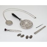 Assorted silver items to include a book mark hallmarked Birmingham 1921 maker Adie Lovekin a small