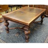 A Charles II style oak drawer leaf oversized table 43 1/4" wide x 63" long ( leaves 27 1/2" long)