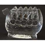 Scandinavian glass : A glass model of a Viking / Nordic longboat with figures,