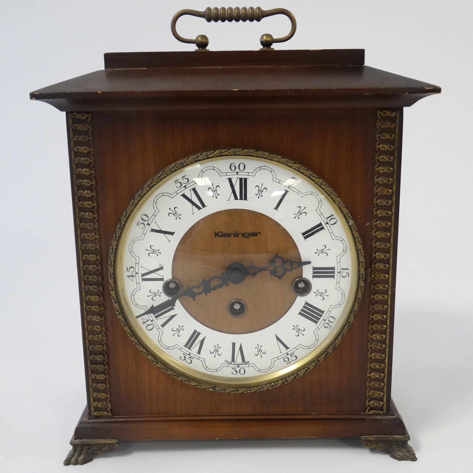 Klehinger 3 Train Bracket Clock : a German 20thC walnut cased Bracket Clock with 3 train movement