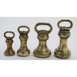 Brass bell weights : all bearing the Excise and Customs lead filling under , to include 1lb, 2lb,