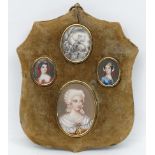 XIX Continental School, Four miniatures on ivory, XVIII -XIX children in a garden ,