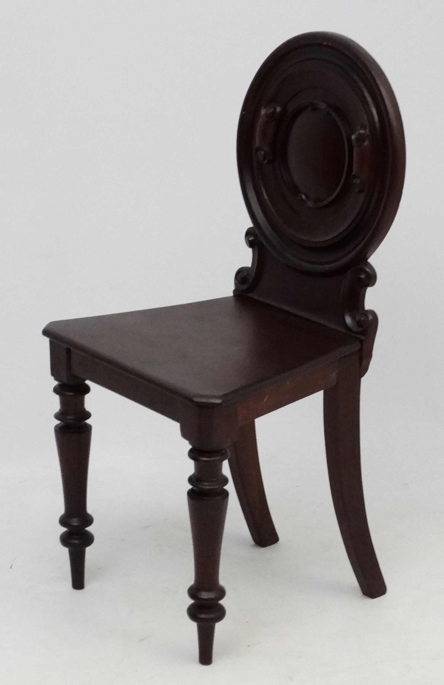 A Victorian plum coloured mahogany hall chair 33 1/2" high CONDITION: Please Note - - Image 5 of 5