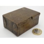 Militaria : A small Trenchart brass box, having hinged lid decorated with starbursts , 3 1/2" long ,