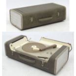 Vintage Retro :A Philips Stereo portable mains electric record player of attaché case form.