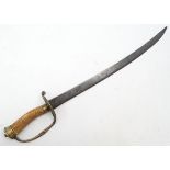 A c1800 French Hunting Sword , having a 19 3/4" steel blade with slight curve ,