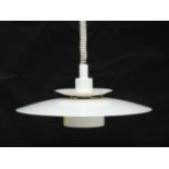 Vintage Retro : a Danish Pendant lamp / light ( rise and fall ) a white liveried Dana Light Type