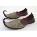 A pair of Turkish (Ottaman) leather soled slippers approx 12 1/4" long CONDITION: